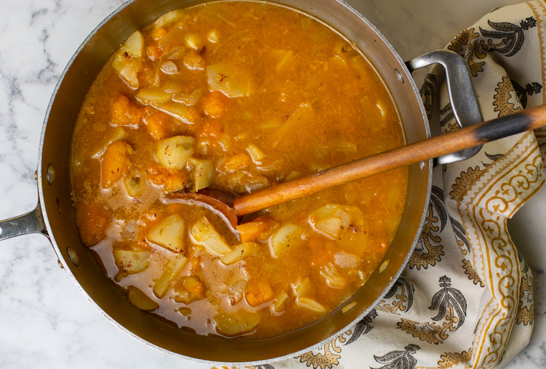 Cooked Sunchoke & Kabocha Soup - ready to blend 