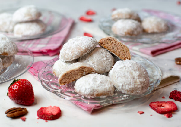 Natural Strawberry Mexican Wedding Cookies