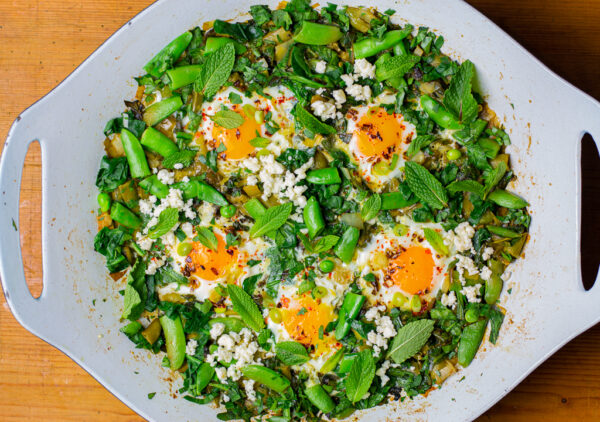 Southwest Green Shakshuka with Hatch Chile Oil