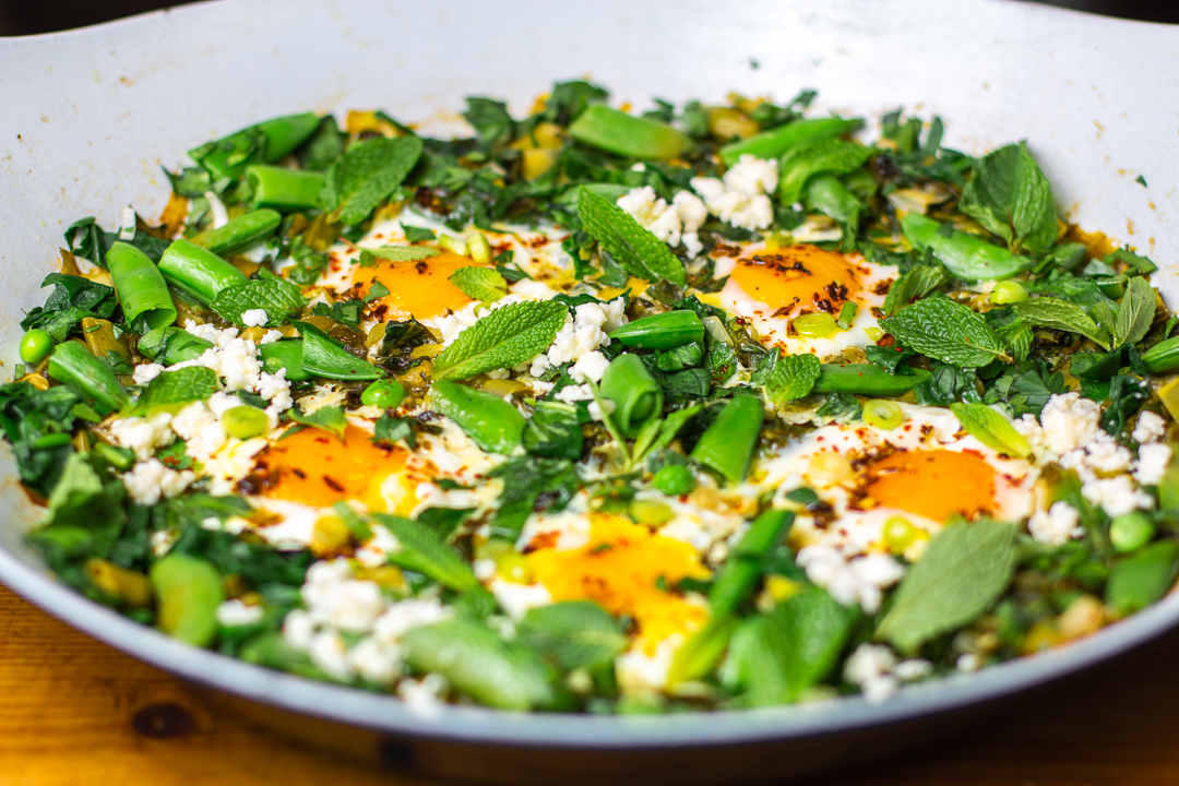 The garnishes are essential to the Shakshuka! 