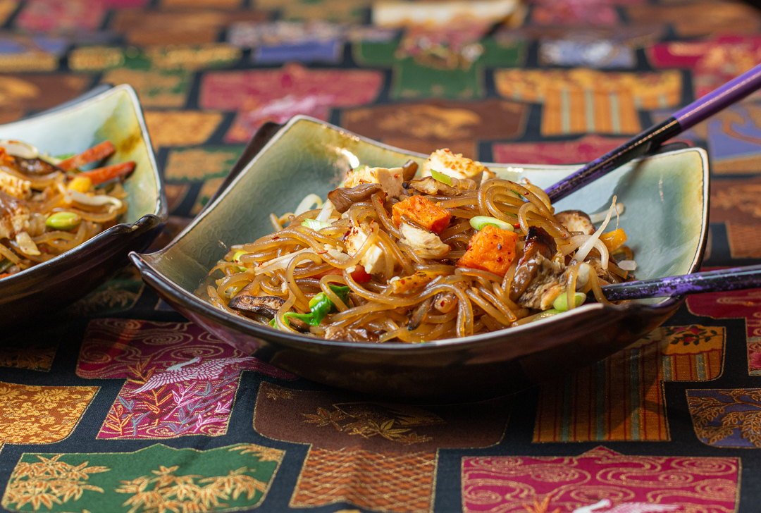 Asian Glass Noodle Stir-Fry with Too Many Vegetables 