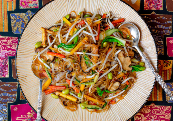 Asian Glass Noodle Stir-Fry with Too Many Vegetables