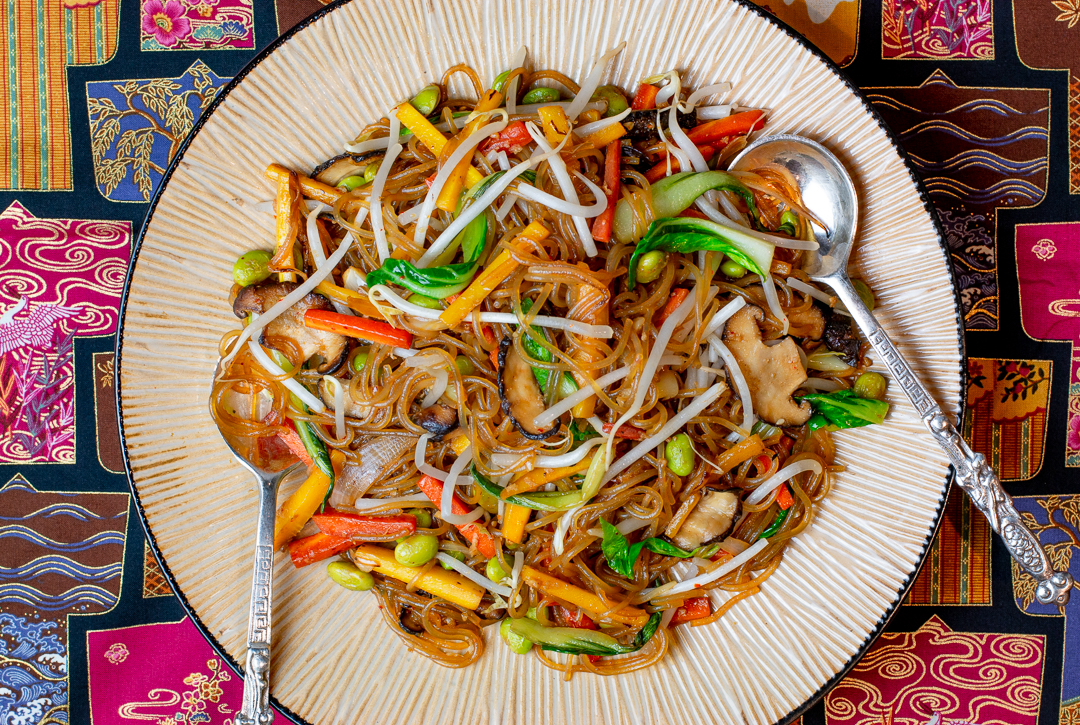 Asian Glass Noodle Stir-Fry with Too Many Vegetables 