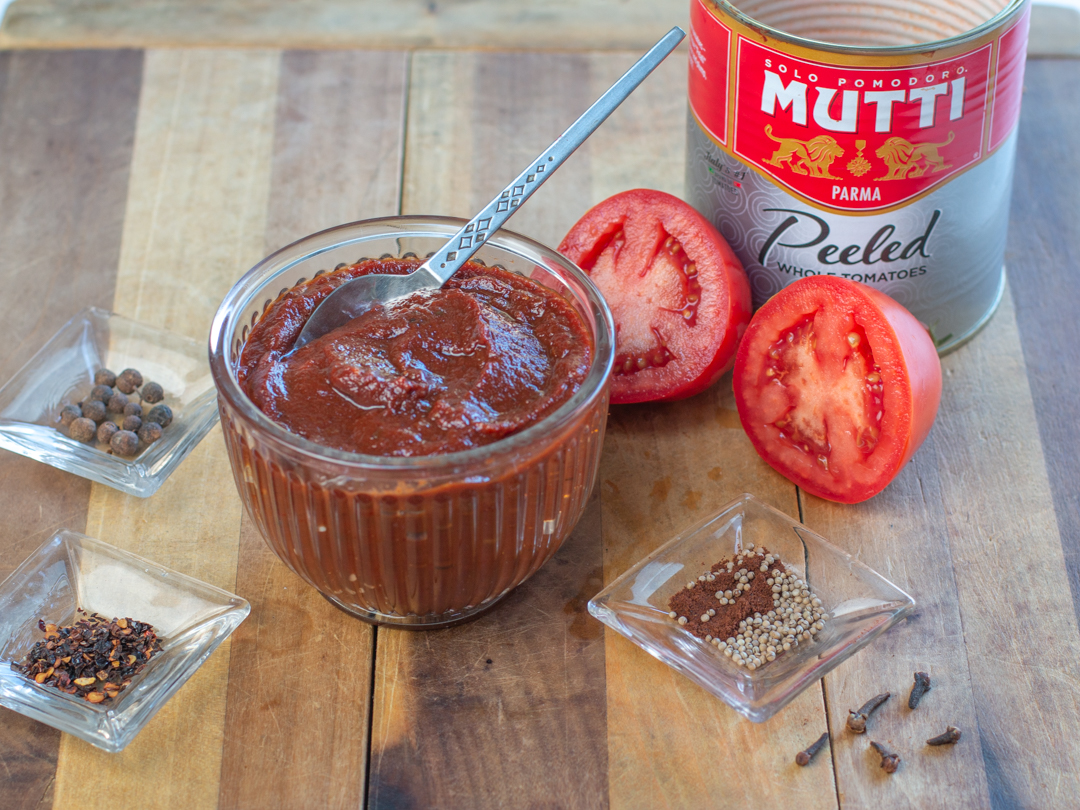 Homemade Roasted Ketchup with canned plum tomatoes