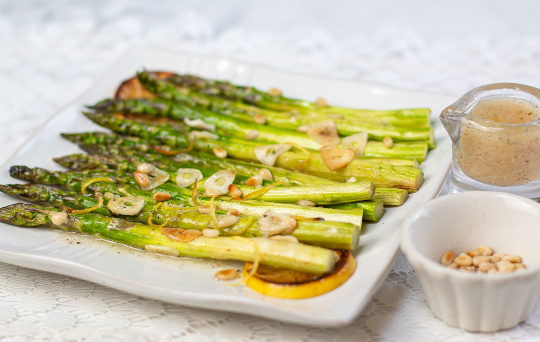 Simply Roasted Asparagus with Garlic, Almonds & Lemon