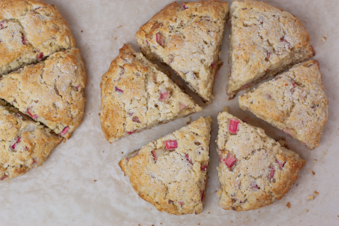 Gluten Free Rhubarb Scones with a Rhubarb Glaze