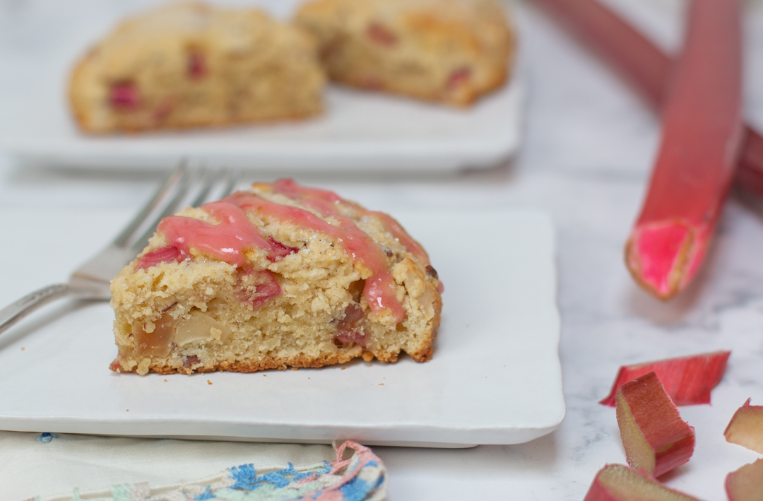 Gluten Free Rhubarb Scones with a Rhubarb Glaze 