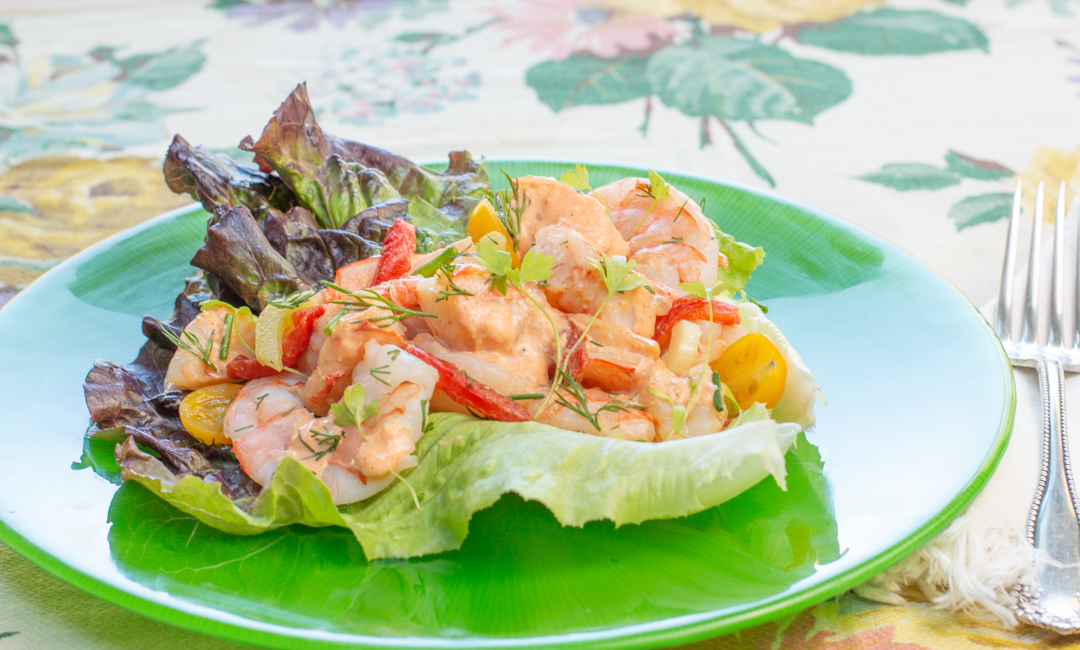 Shrimp Salad with Roasted Pepper Mayo & Veggies 