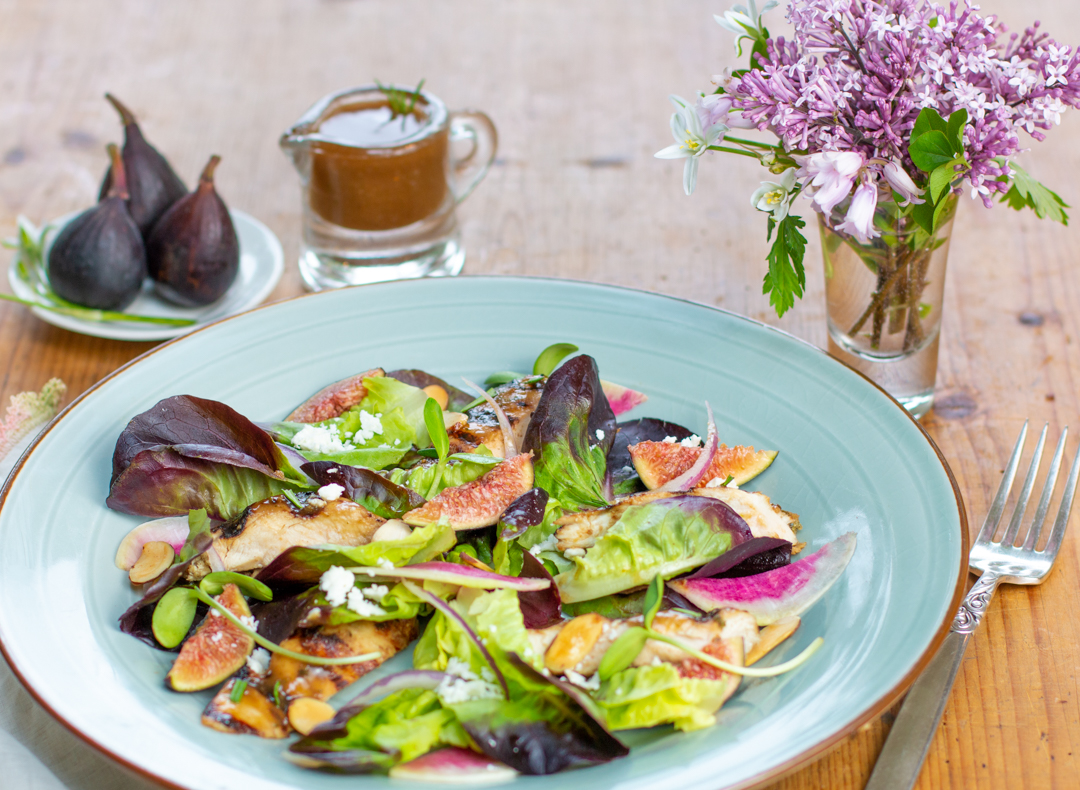 The most delicious Fig-Balsamic Dressing: perfect drizzled over a Spring Salad 