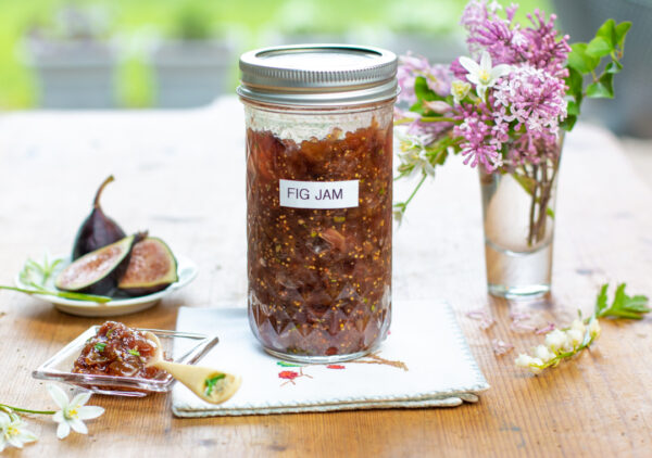 A Jar of Homemade Fig Jam with Rosemary