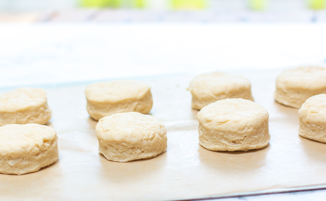 The shortcakes ready to go into the 400 degree oven 