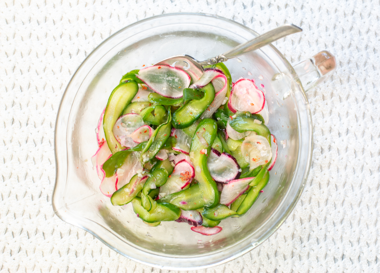 A quick Cucumber & Radish Salad - marinated with the Thai Chili Glaze