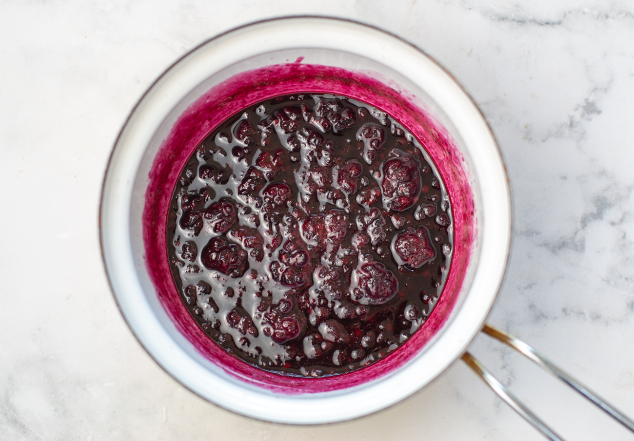 Blackberry Sauce cooks in just 5 minutes - then straight out seeds