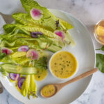 Simple Romaine Salad with Shaved Cucumbers and Radishes with a Preserved Lemon Vinaigrette