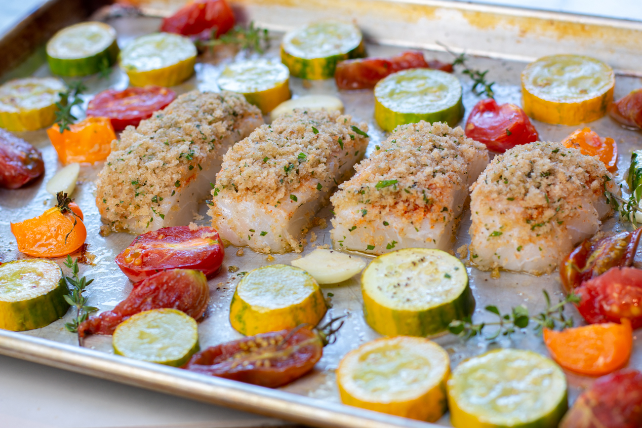 Make room for the breadcrumb & herb topped cod and roast 12 minutes more 