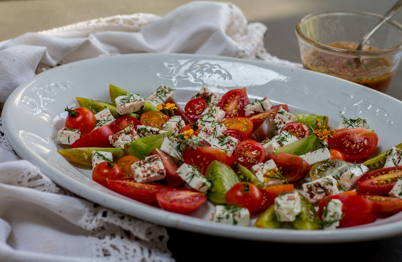 Simple Tomato & Feta Salad with Dill and Radish 