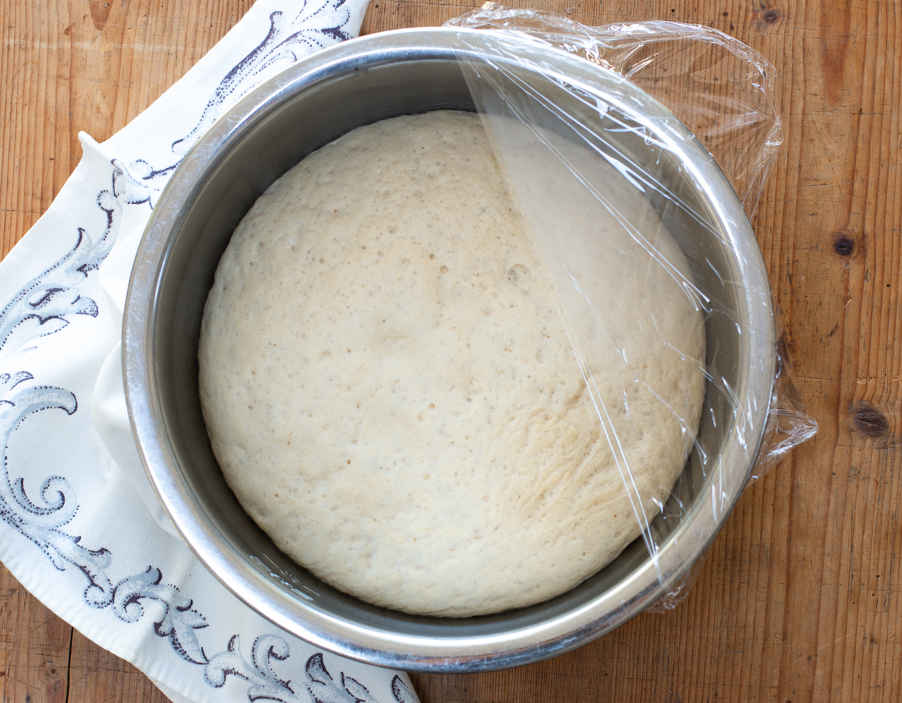 Karen's Perfect Pizza Dough - rises high, ready to push down and shape 