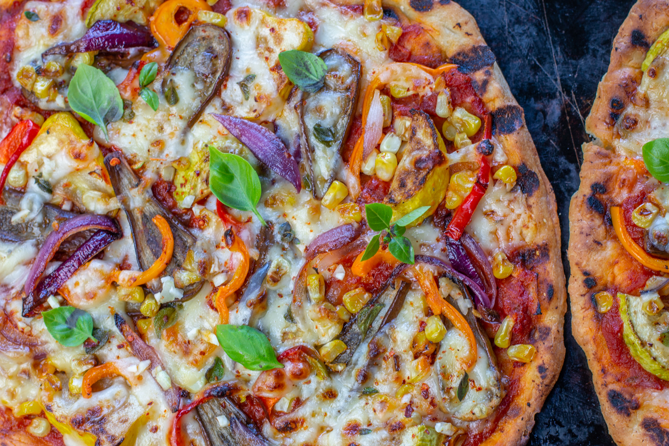 Karen's Grilled Summer Veggie Pizza close-up