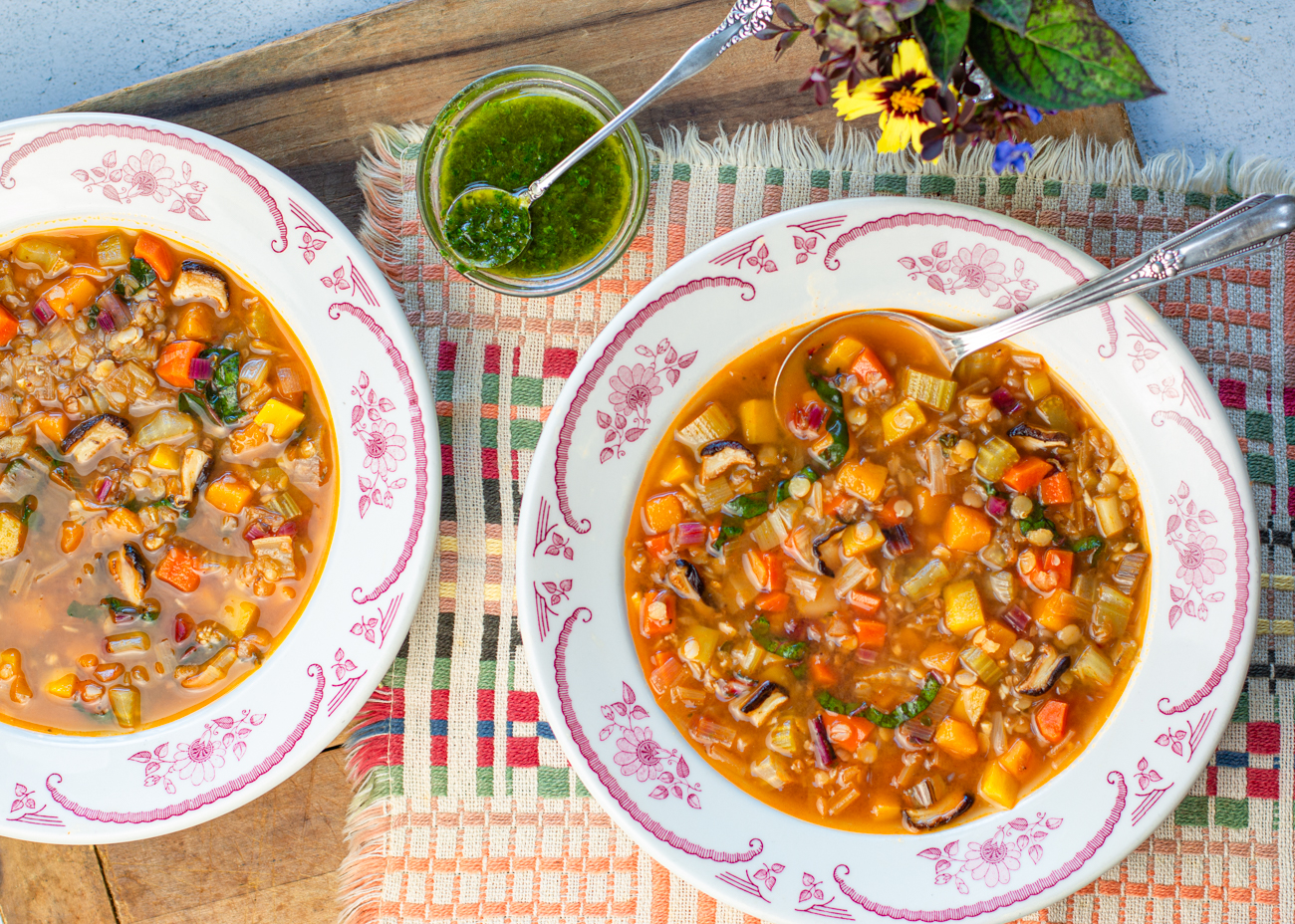 Fall Vegetable Soup with Lentils & Buckwheat