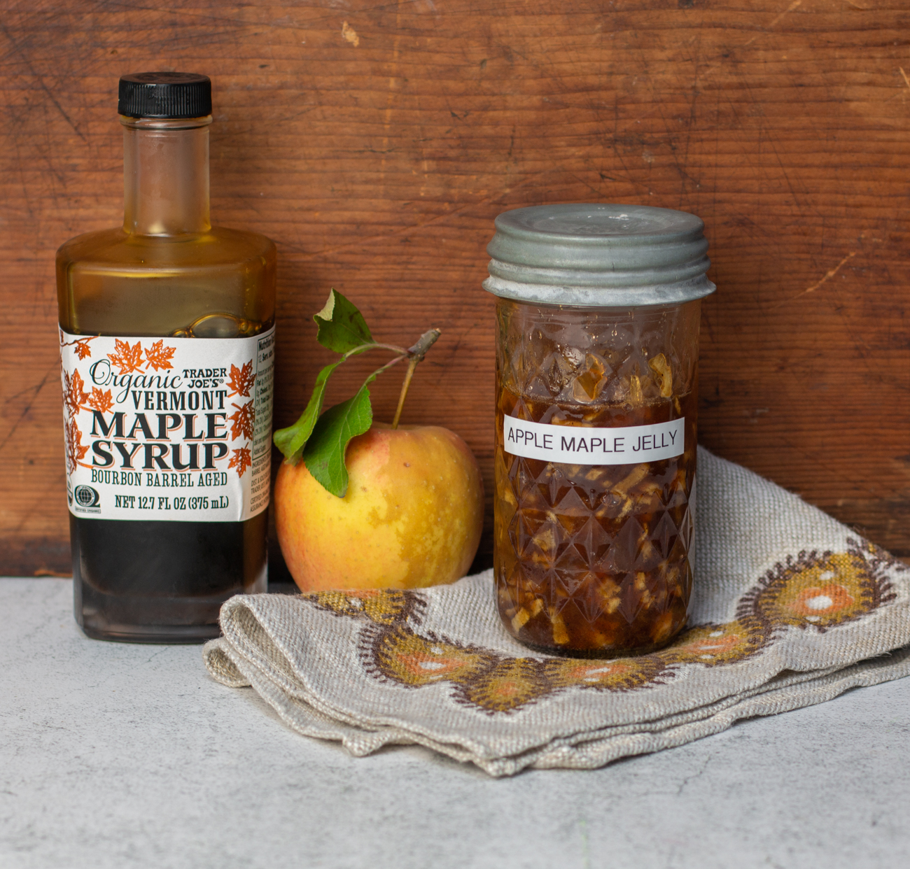 Karen's Chunky Apple Maple Jelly with Trader Joes' Bourbon Barrel Aged Maple Syrup 