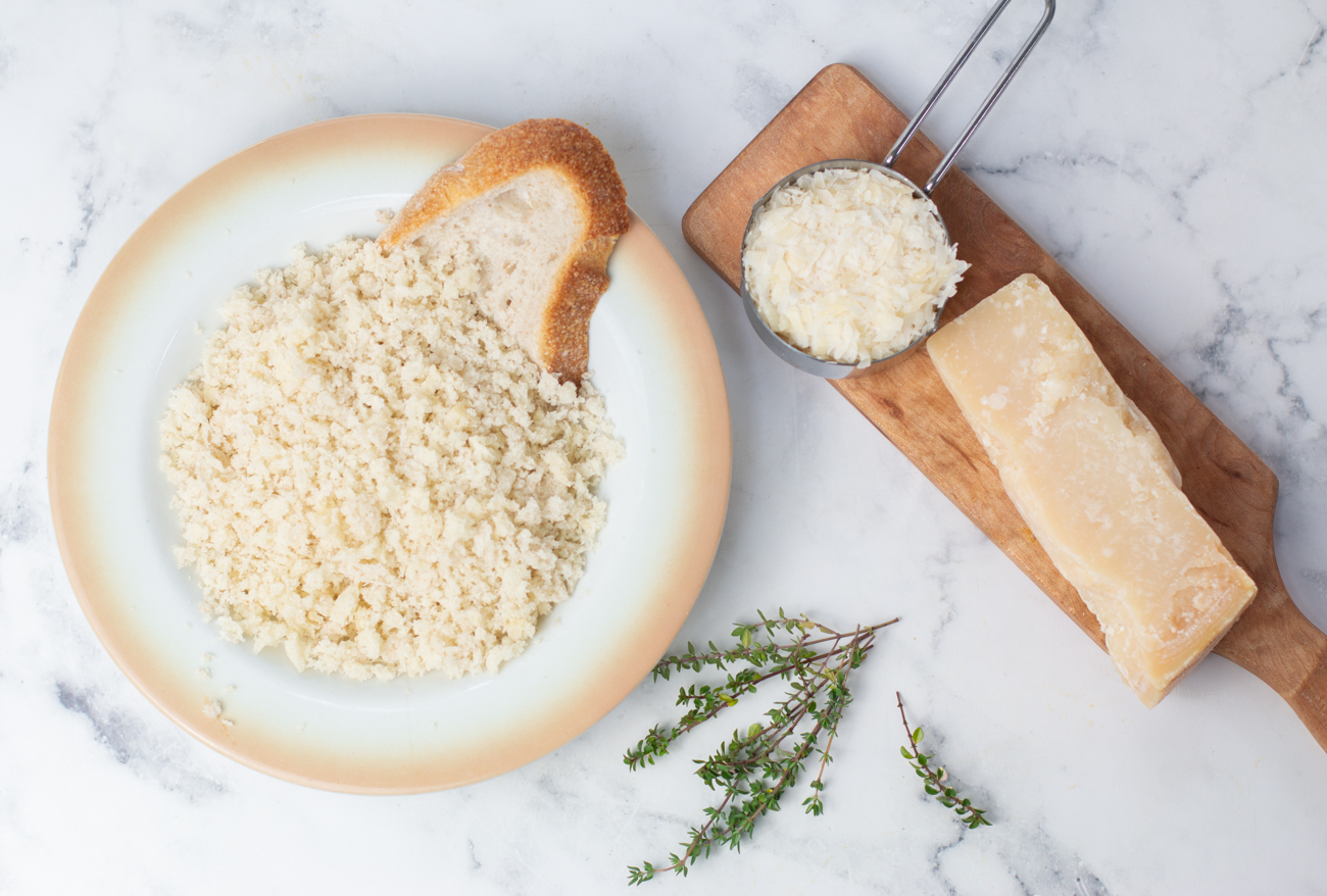 Sourdough breadcrumbs with parmesan and thyme 