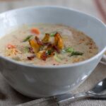 Baked Potato Soup with Potato Skin Croutons Recipe
