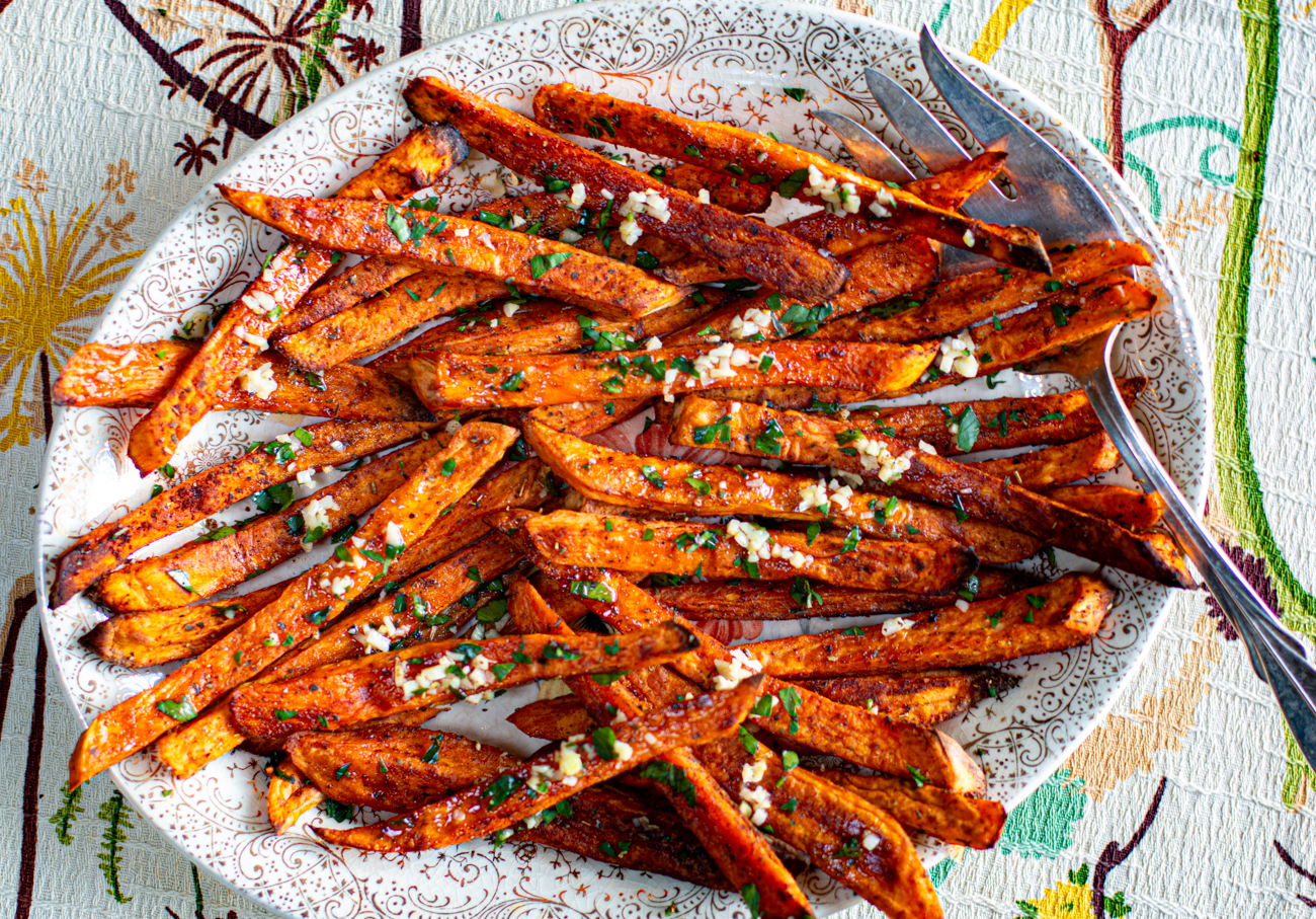 Incredible Oven Baked Sweet Potato Fries with Garlic
