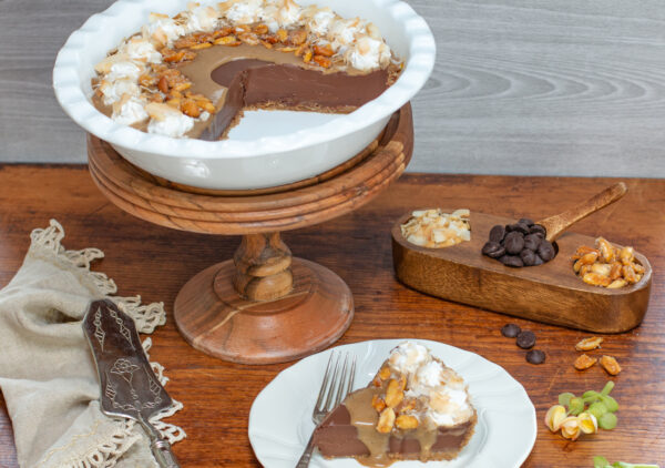 Chocolate-Caramel Pie with Granola Coconut Crust - Vegan