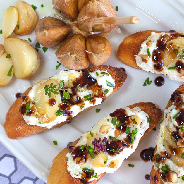 Goat Cheese and Garlic Pâté with Walnuts and Chives ~ Balsamic-Honey Drizzle