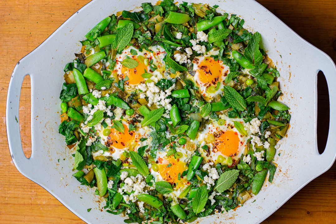 Southwest Style Green Shakshuka with Hatch Chili Oil