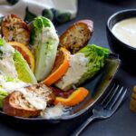 Little Gem Salad with Cara Cara Caesar-ish Dressing with Garlic Parmesan Toasts