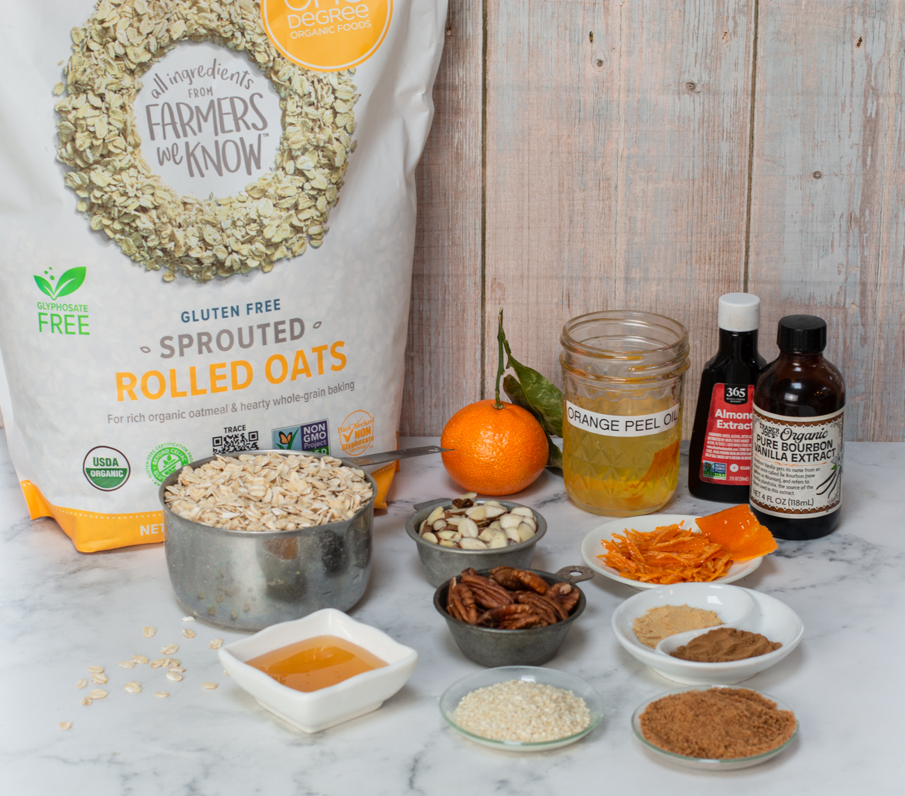 Ingredients for Karen's Natural Orange Oat & Nut Granola