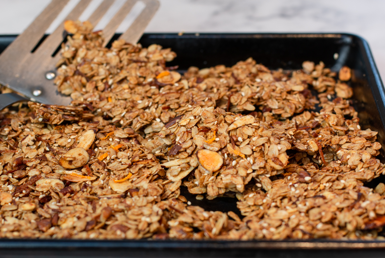 Natural Orange Oat & Nut Granola out of the oven