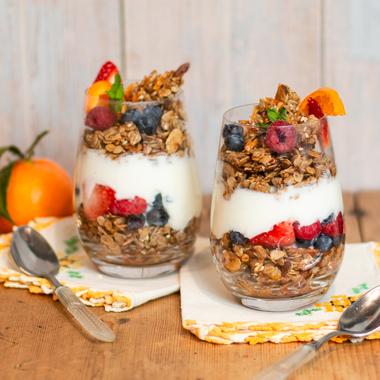 Karen's Natural Orange Oat & Nut Granola Parfaits with Yogurt & Berries