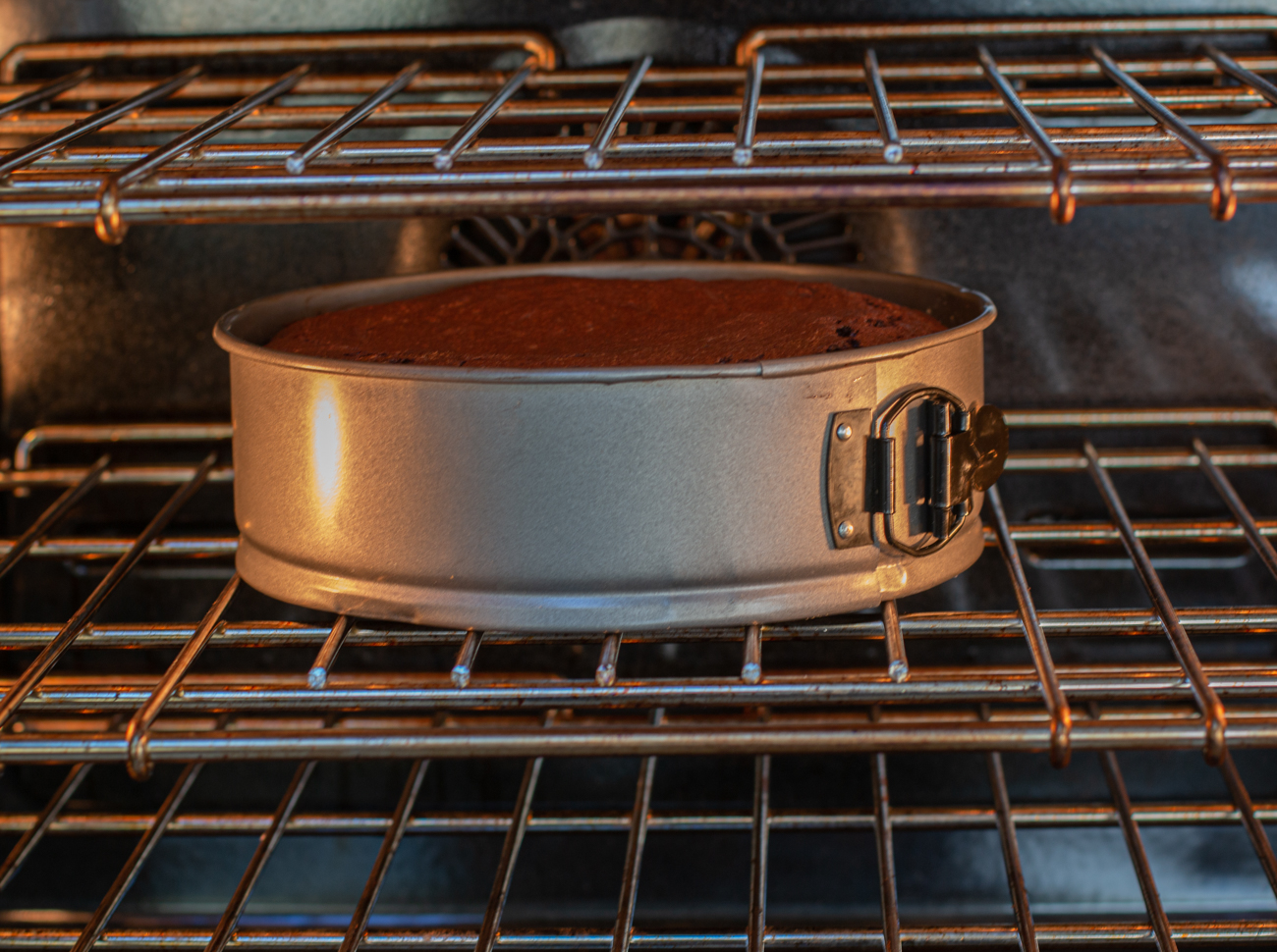 The cake baking - 22 minutes at 350 degrees (I use a convection-bake)