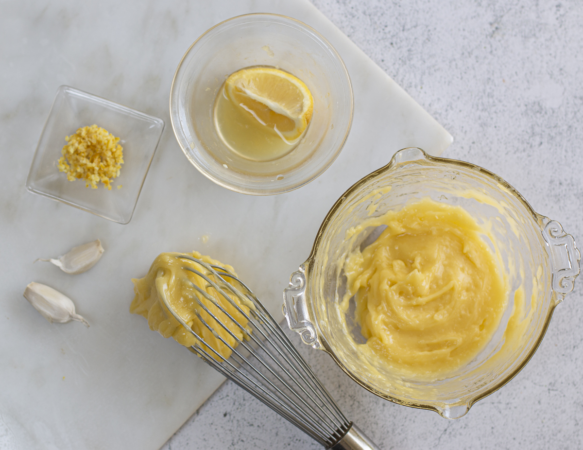 Making Karen's Lemony, Garlicky Aioli Dip