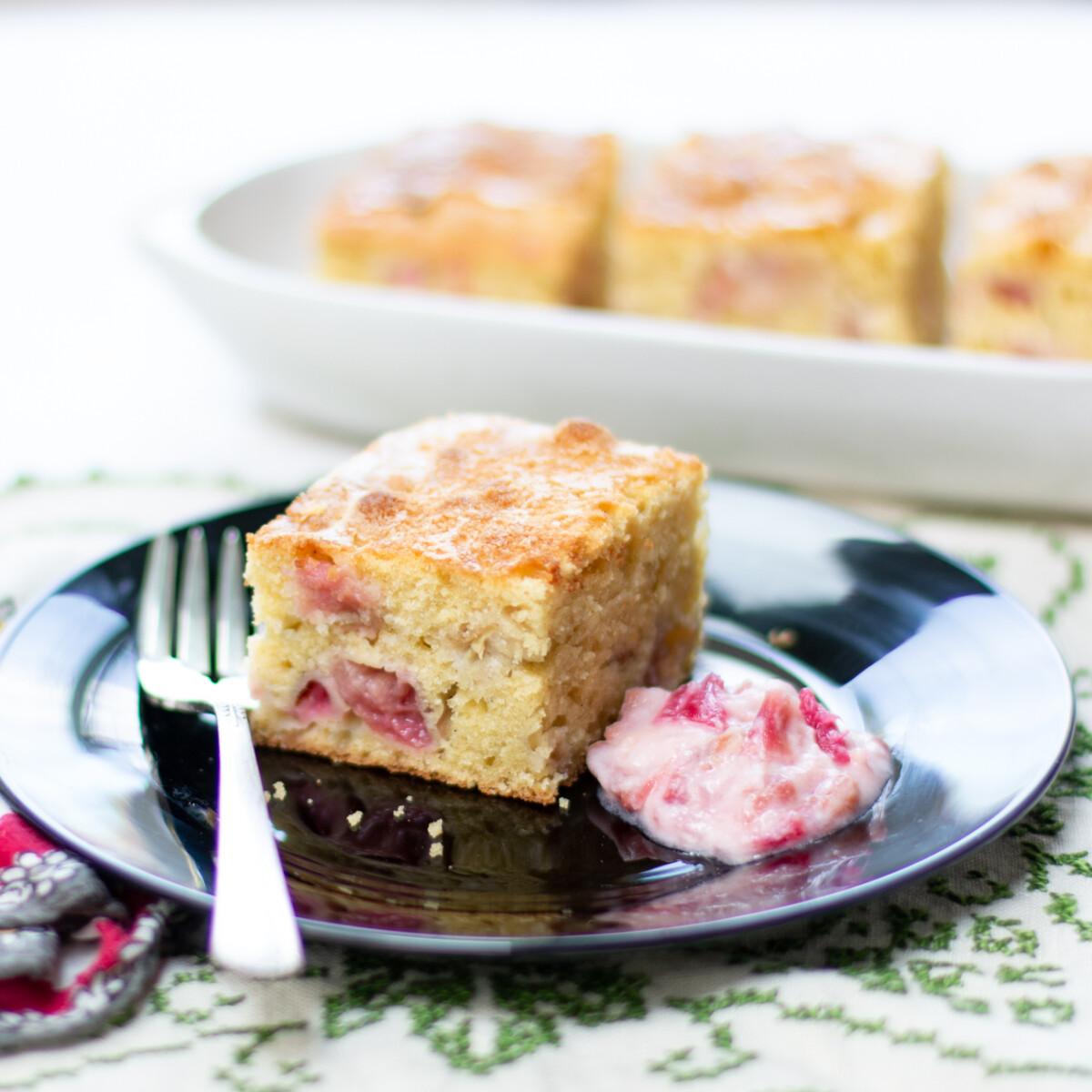 Karen’s Rhubarb Snack Cake with Cardamom & Ginger