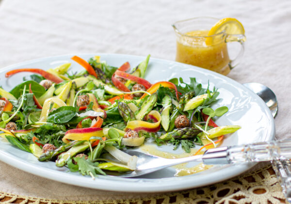 Roasted Asparagus & Shaved Heirloom Carrot Salad with a Zesty Lemon Vinaigrette