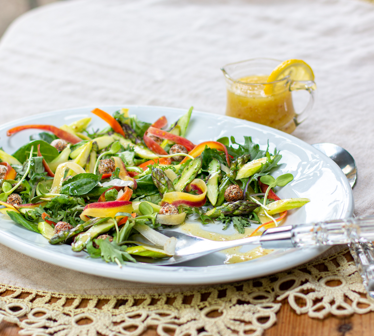 Roasted Asparagus & Shaved Heirloom Carrot Salad with a Zesty Lemon Vinaigrette