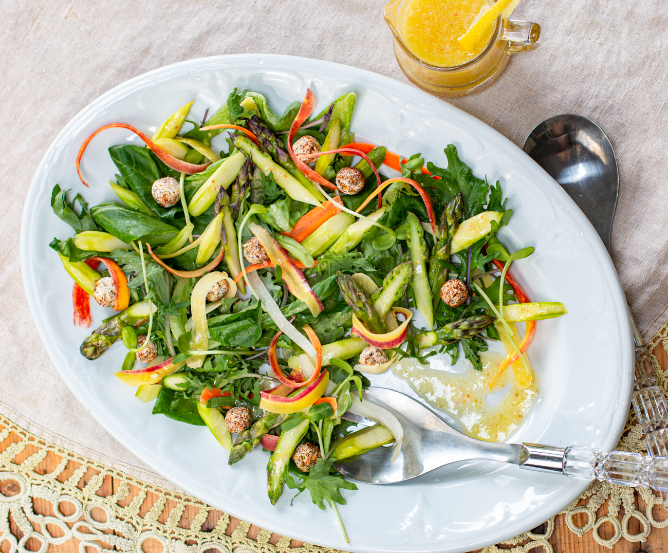 Roasted Asparagus & Shaved Heirloom Carrot Salad with a Zesty Lemon Vinaigrette 