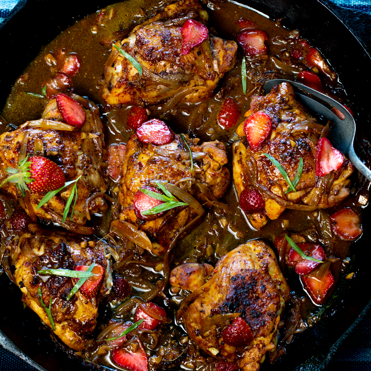 Skillet Balsamic Chicken with Strawberries & Tarragon