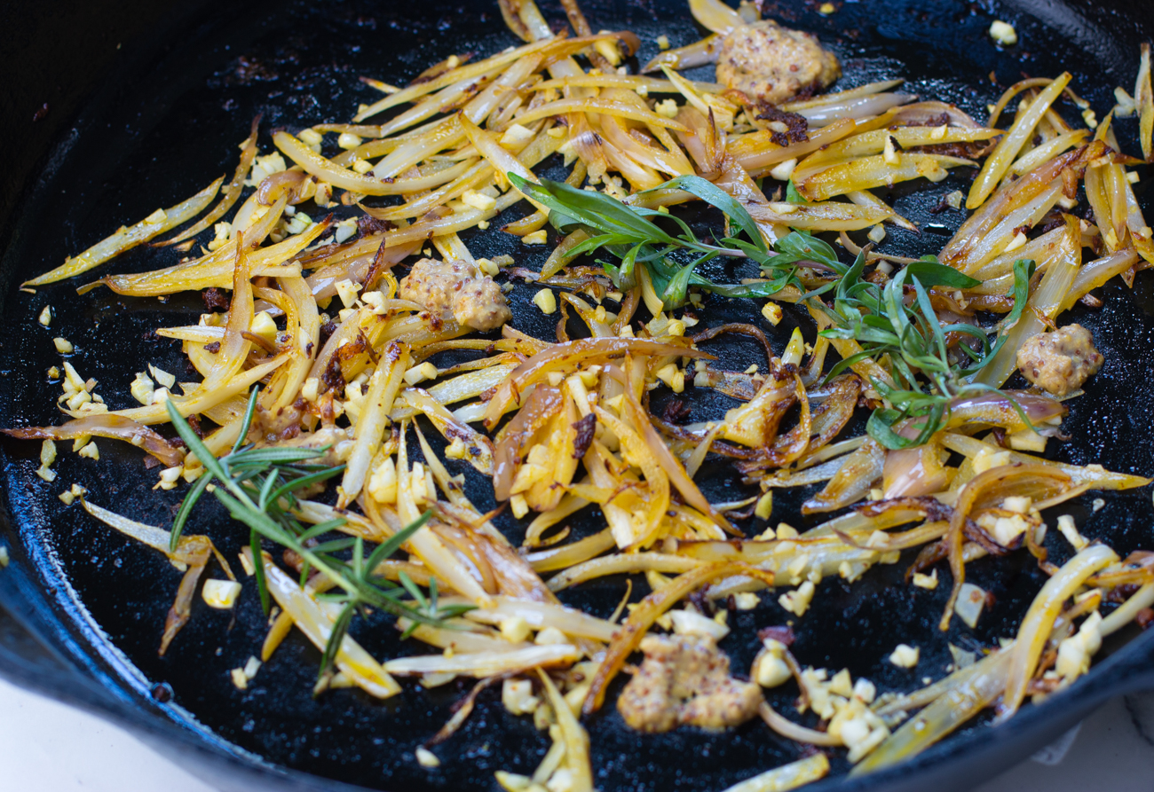 Sauté Shallots, Garlic, Grainy Mustard, Rosemary and Tarragon 