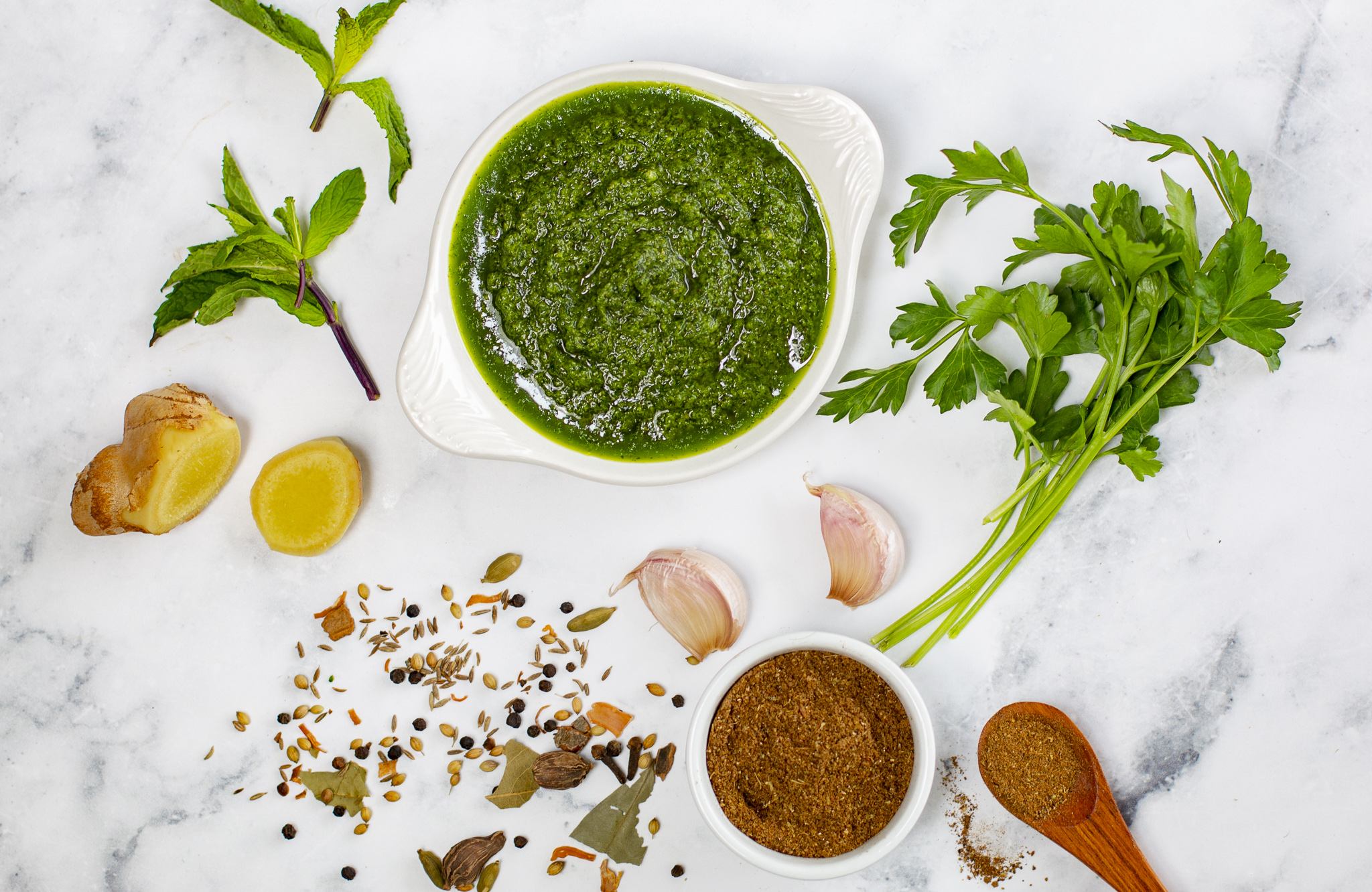 Ingredients for Karen's Green Masala Sauce 