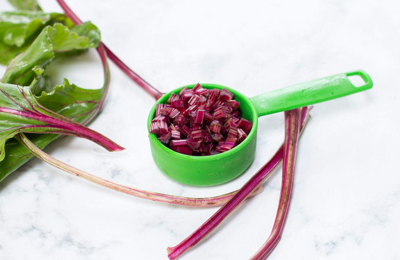 Chopped Beet Stems - for the Pickled Beet Stems - used in this recipe
