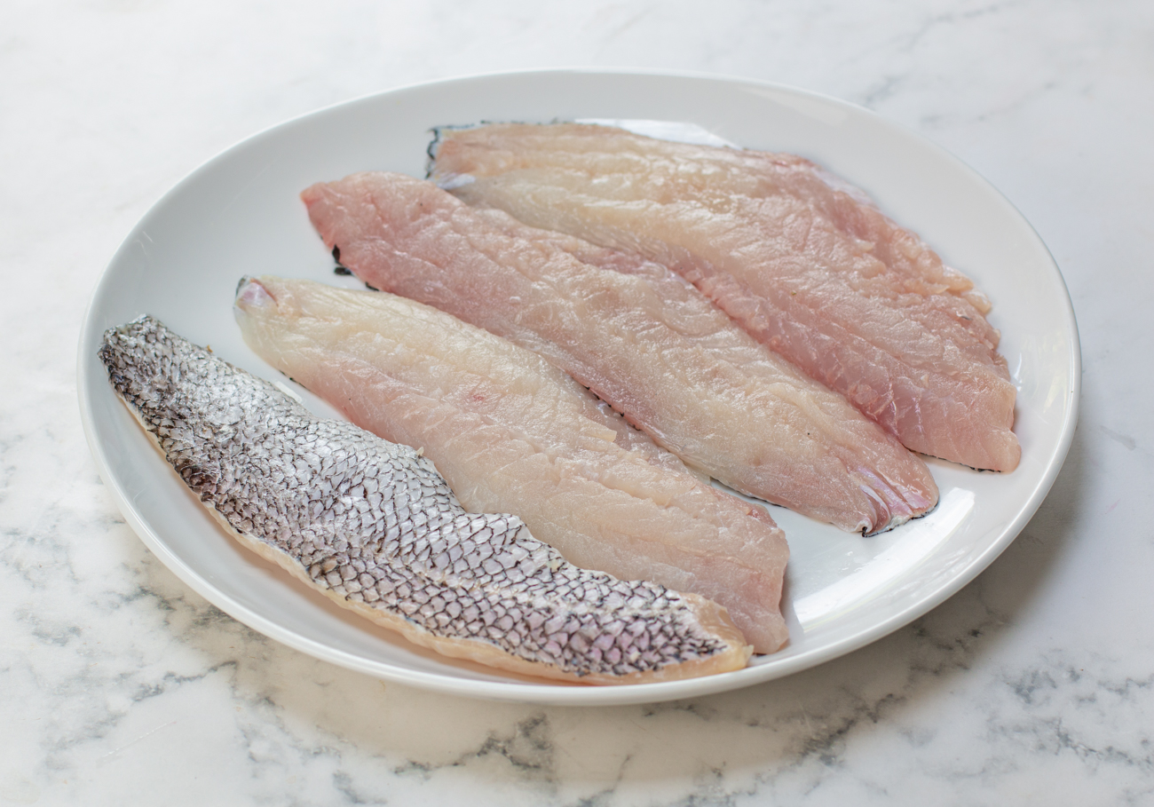 Wild Caught Black Bass Fillets from The Local Catch bought at Greenwich CT Farmer's Market 