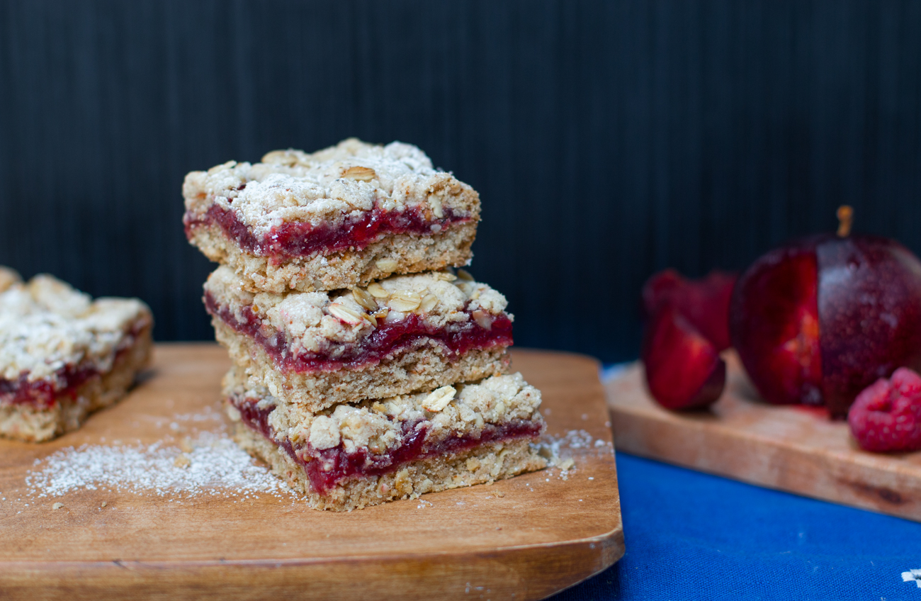 Karen's Plum Jam Oat Linzer Bars 