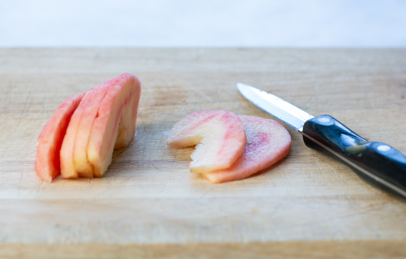 Cutting Pink Pearl Apples for the Galette