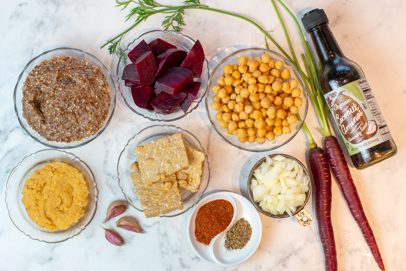 Ingredients for Karen's Ultimate Veggie Plant-Based Burger