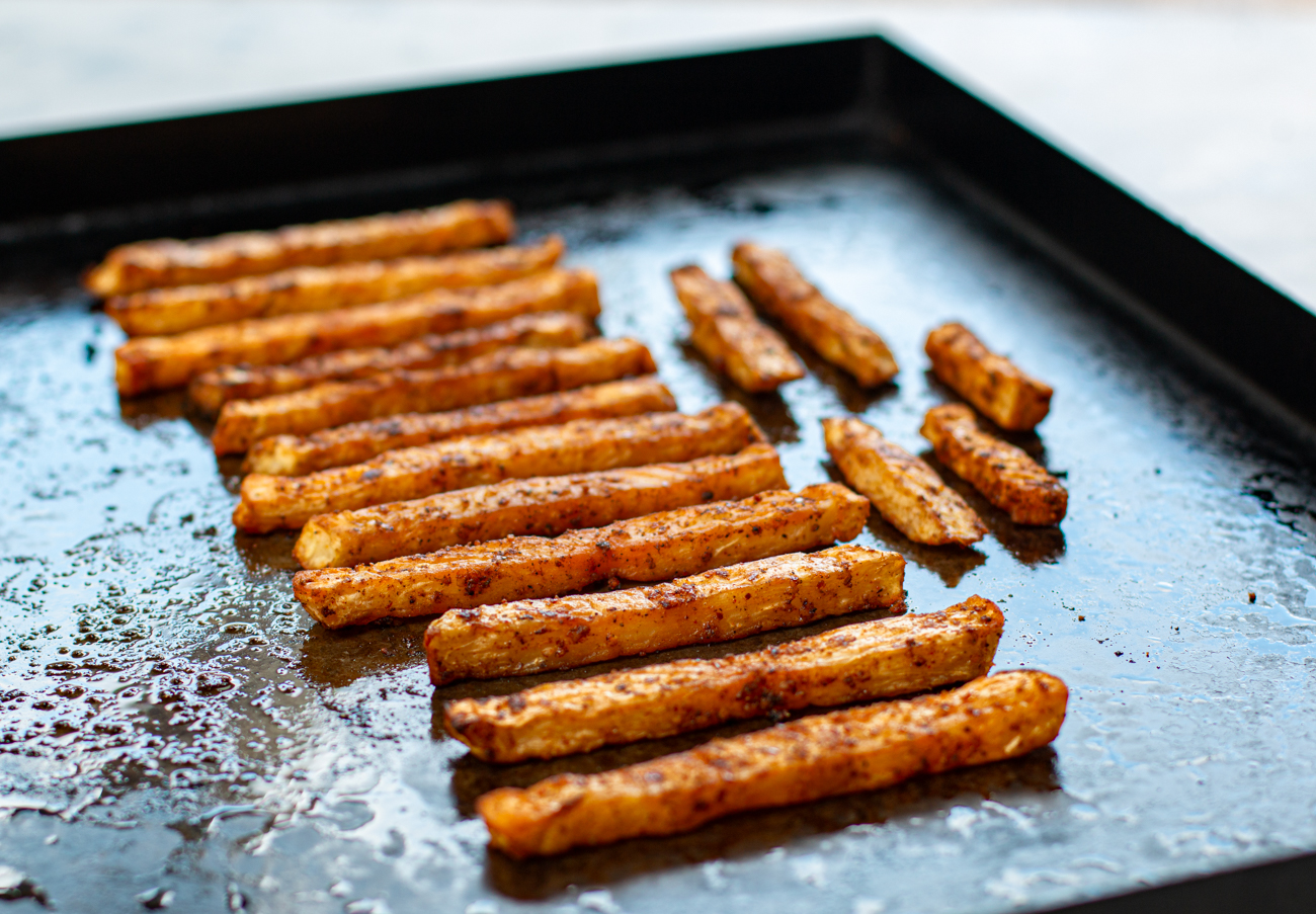 Celeriac Fries out of the oven