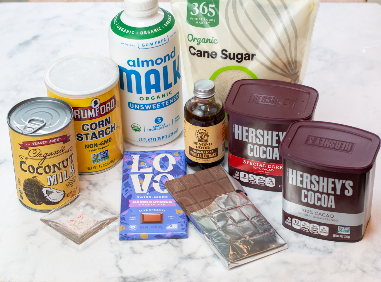 Ingredients for Karen's Vegan Milk Chocolate Pudding 